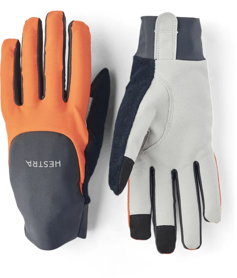 Hestra Sprint Long Cycling Gloves in Orange/Dark Grey