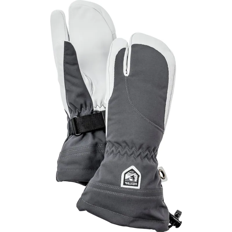 Hestra Heli Lobster Mittens Womens Ski Glove In Grey/White