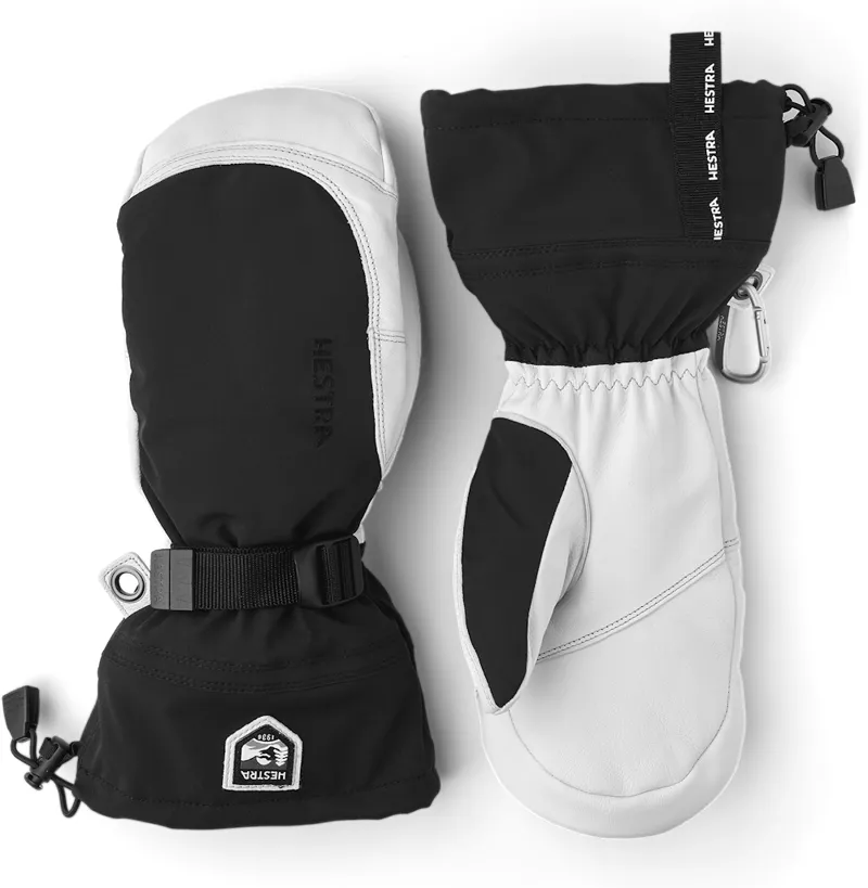 Hestra Army Leather Extreme Mittens in Black and White