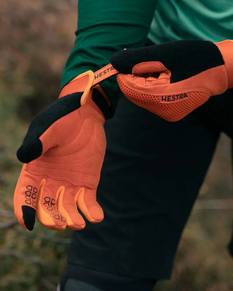 Hestra Bike Long Sr Full Finger Cycling Gloves in Orange-4