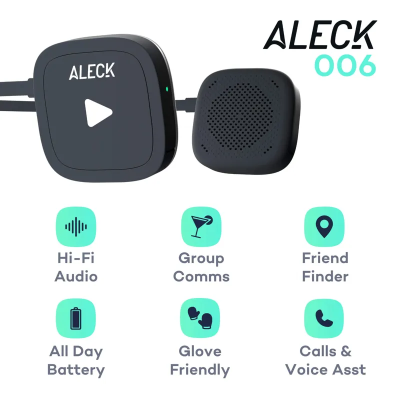 Aleck 006 Wireless Helmet Audio Communications - Twin Pack for 2 People-1
