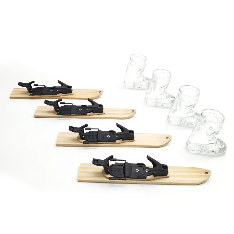 Apres-AllStars Set Of 4 Ski Boot Shot Glasses And Bindings With Mini Skis-1