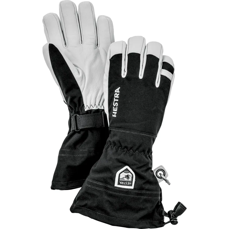 Hestra Gloves Army Leather Heli Ski 5 Finger Unisex Glove in Black