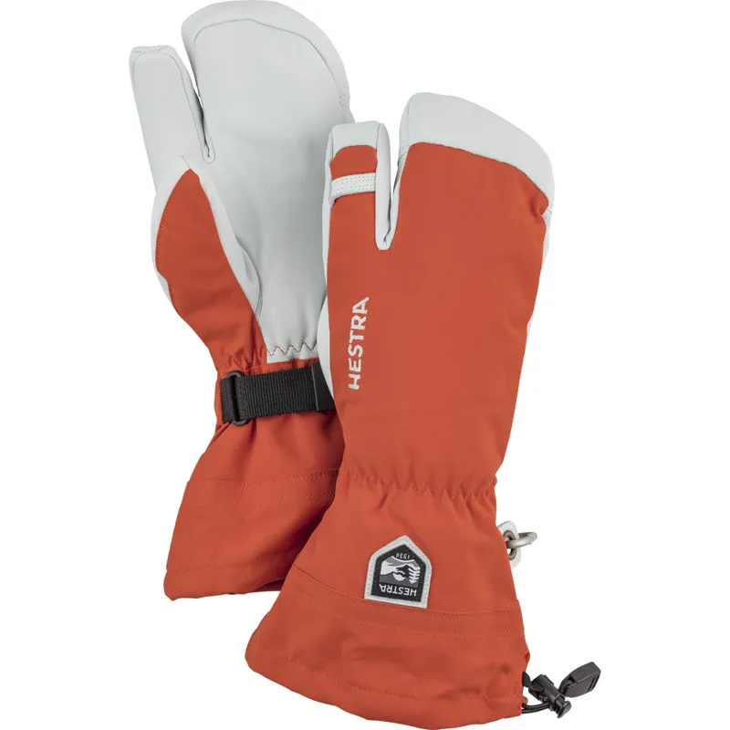 Hestra Army Leather Heli Ski Glove Unisex Lobster Mitt Brick Red