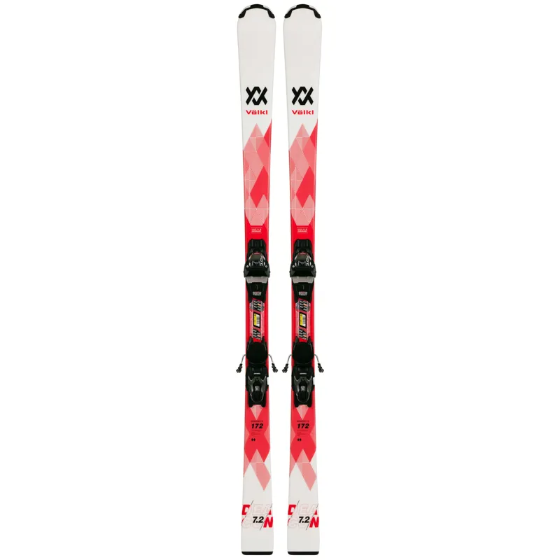 Volkl Deacon 7.2 Piste Skis in Red+White with Adjustable