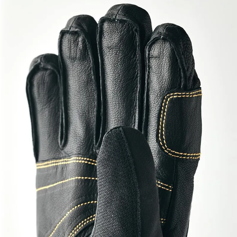 Heli Army Leather GTX Short Gore-Tex 5 Finger Ski Gloves Black-3