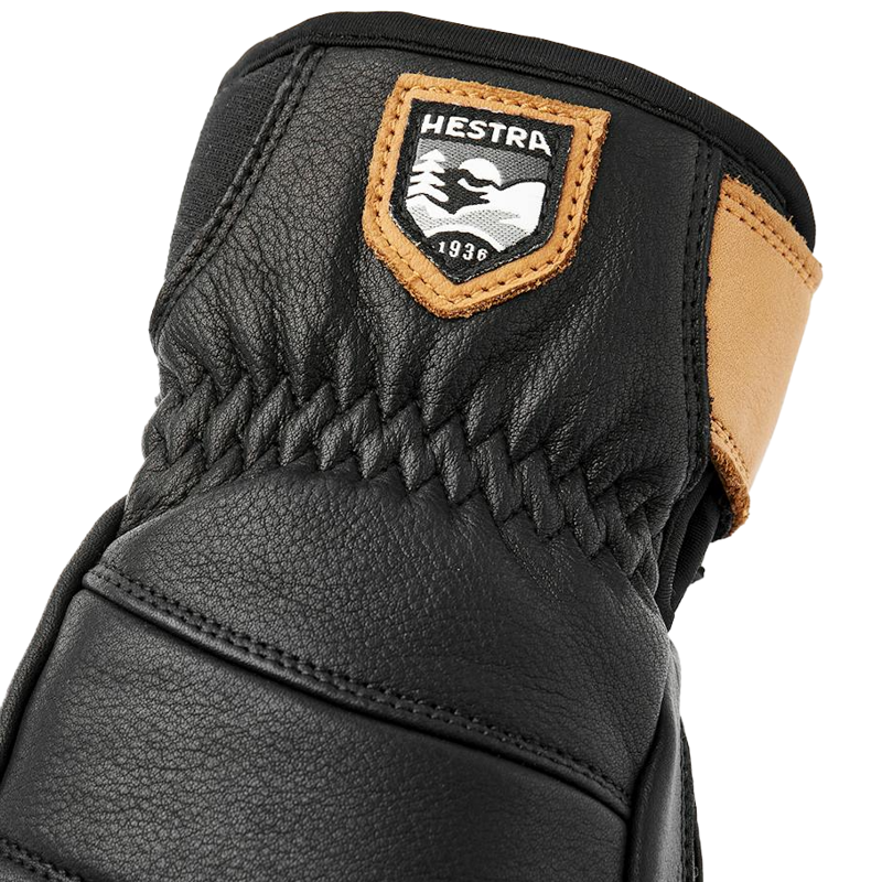Hestra Full Line Womens 5 Finger Leather Gloves in Black-3