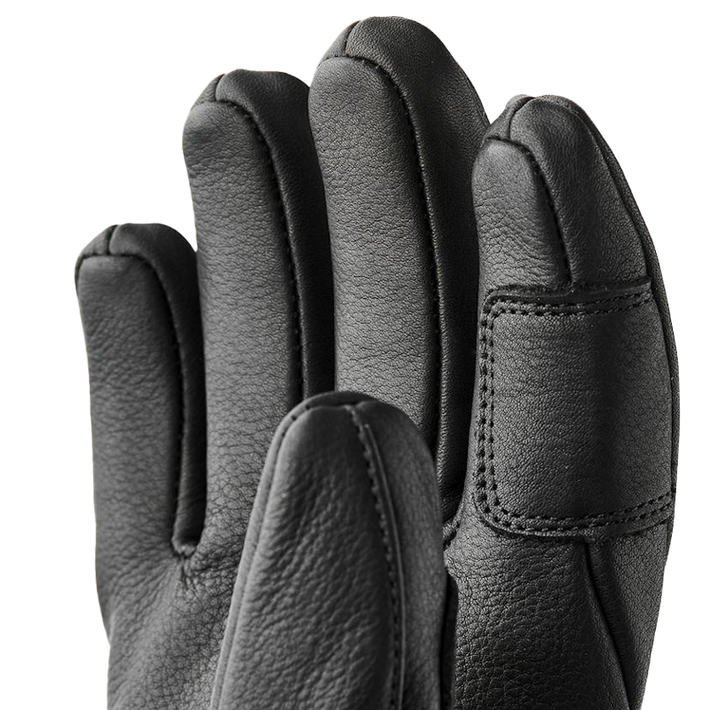 Hestra Full Line Womens 5 Finger Leather Gloves in Black-2