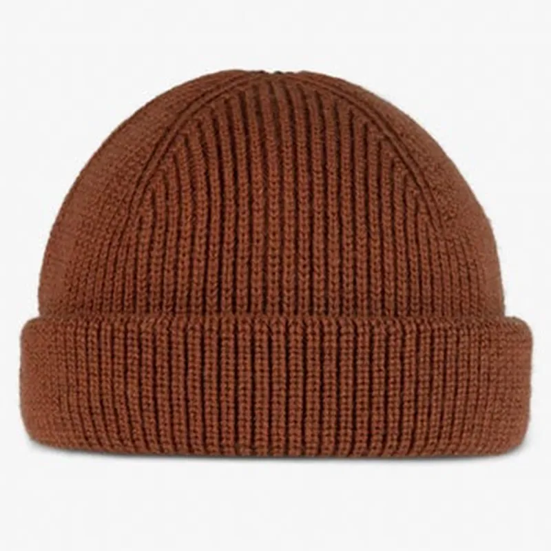 Buff Ervin Kniited Fisherman Style Merino Wool Beanie in Cinnamon