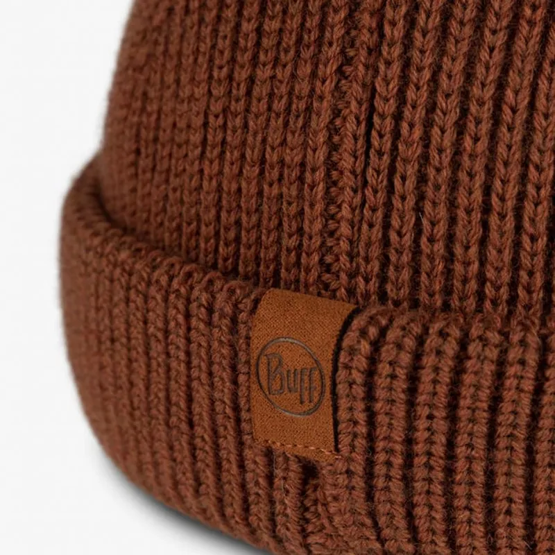 Buff Ervin Kniited Fisherman Style Merino Wool Beanie in Cinnamon-1