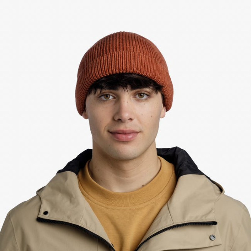 Buff Ervin Kniited Fisherman Style Merino Wool Beanie in Cinnamon-4