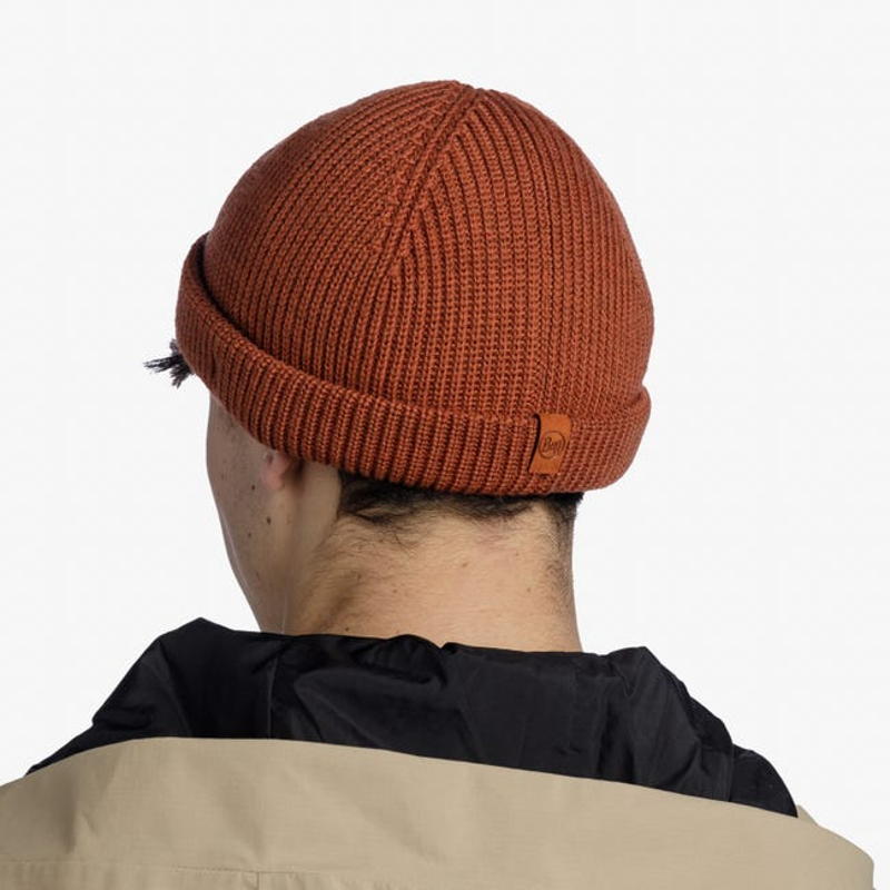 Buff Ervin Kniited Fisherman Style Merino Wool Beanie in Cinnamon-2