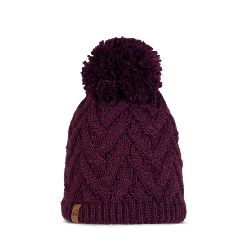 Buff Caryn Knitted Lined Fleece Hat in Dahlia