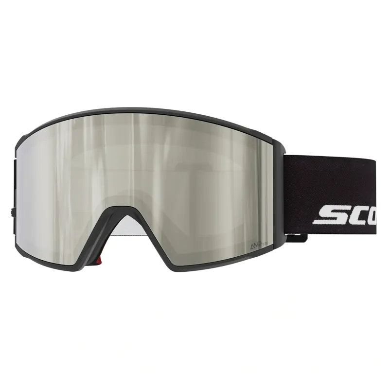 Scott React Ski Goggles Black Frame with AMP White Chrome S2 Lens