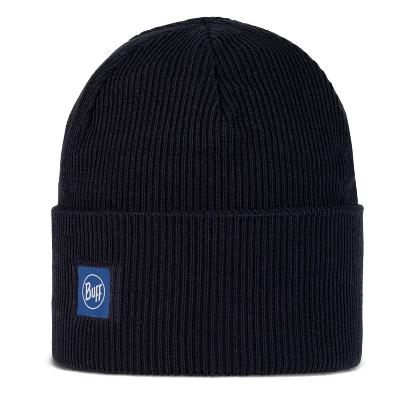 Buff Crossknit Beanie in Solid Night Blue