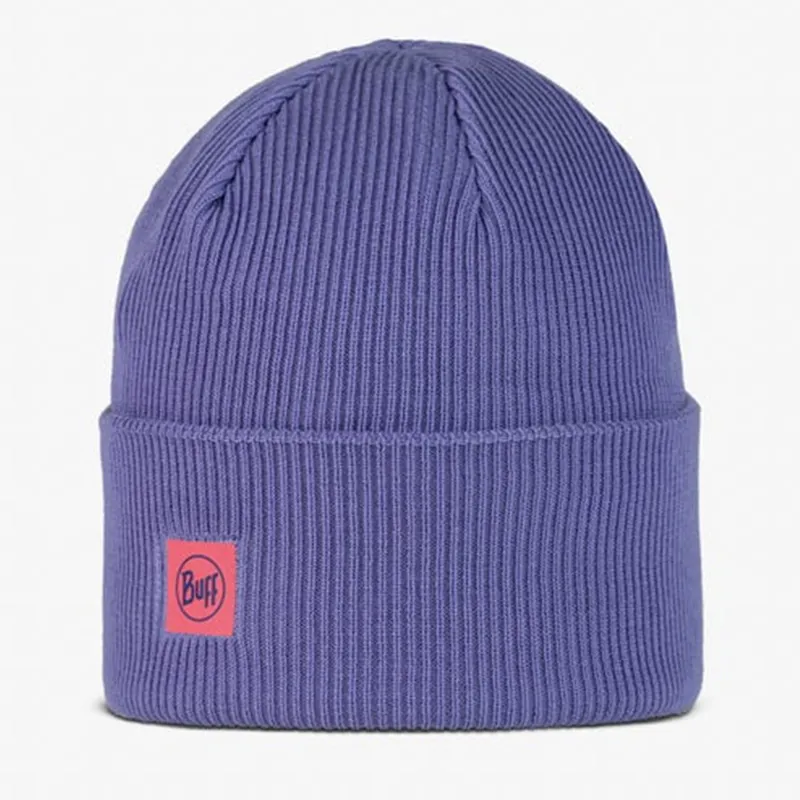 Buff Crossknit Beanie in Iris Violet
