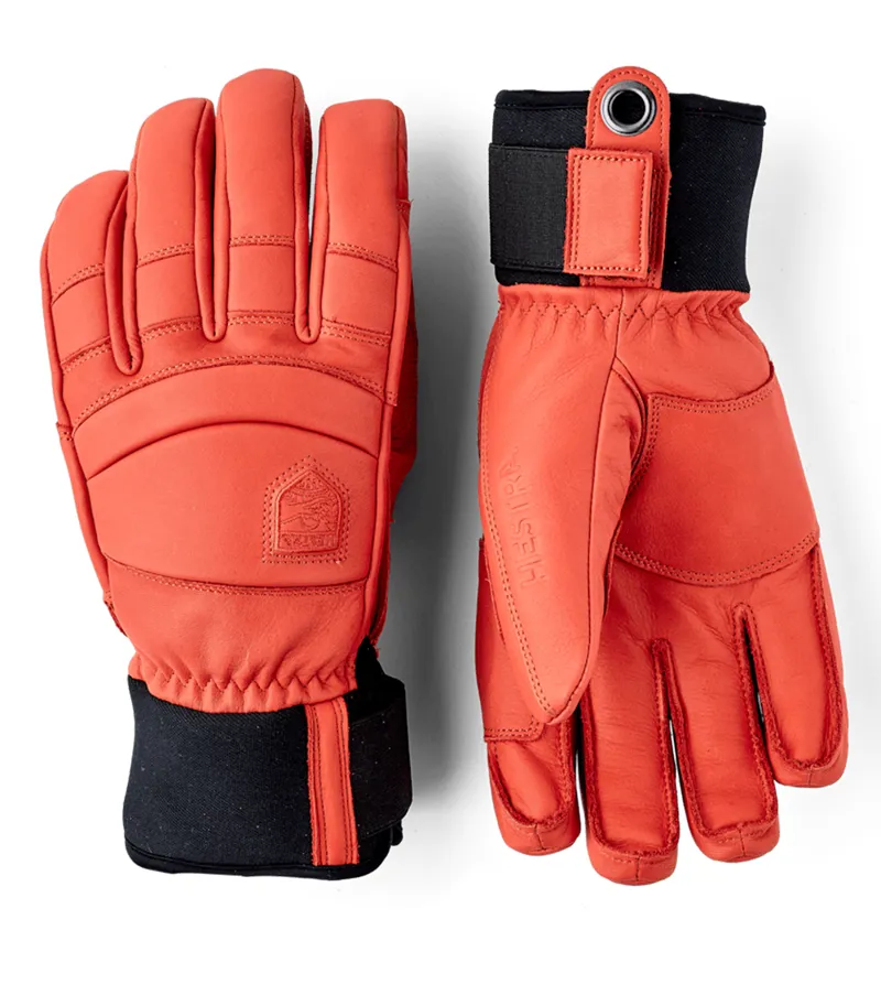 Hestra Fall Line 5 Finger Glove 2023 in Flame Red Leather