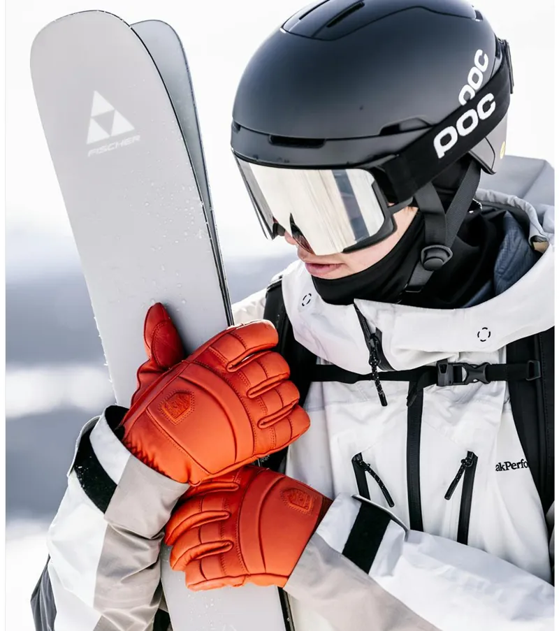 Hestra Fall Line 5 Finger Glove 2023 in Flame Red Leather-5