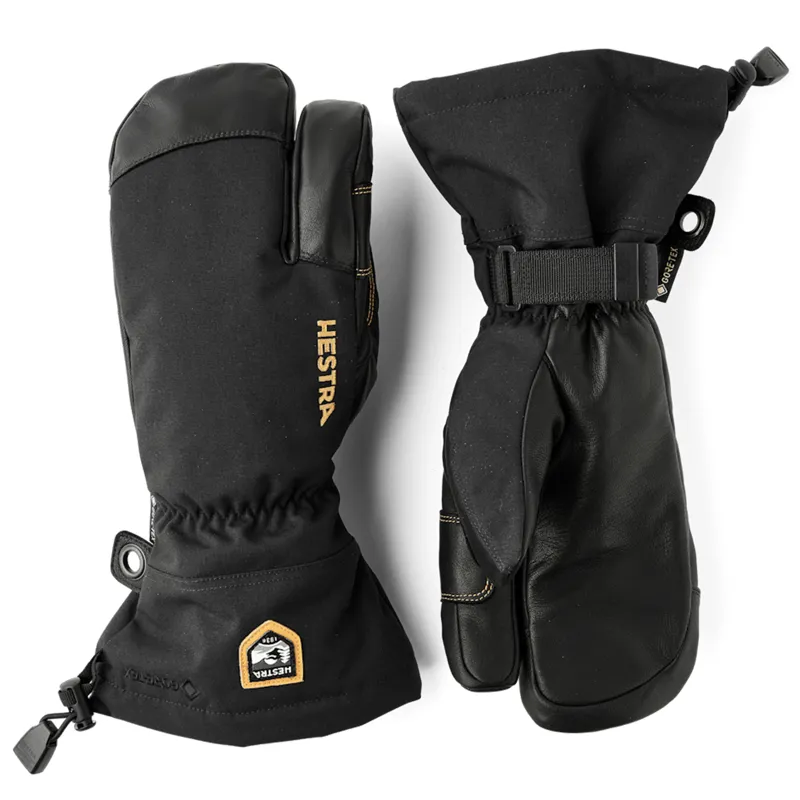 Hestra Army Leather Gore-Tex 3 Finger Gloves in Black
