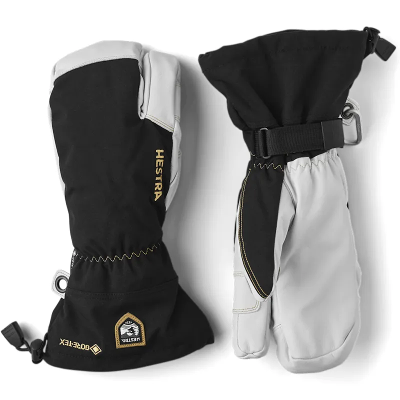 Hestra Army Leather Gore-Tex 3 Finger Gloves in Black/Natural Grey