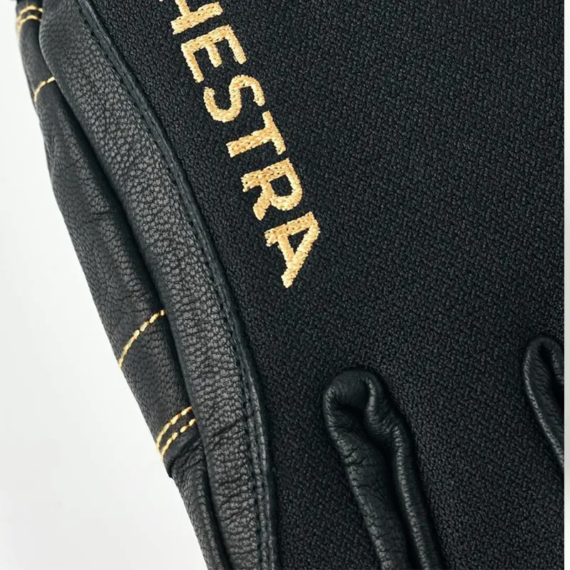 Heli Army Leather GTX Short Gore-Tex 5 Finger Ski Gloves Black-2