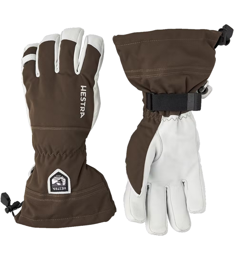 Hestra Gloves Army Leather Heli Ski 5 Finger Unisex Glove in Espresso-1