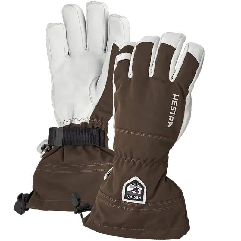 Hestra Gloves Army Leather Heli Ski 5 Finger Unisex Glove in Espresso