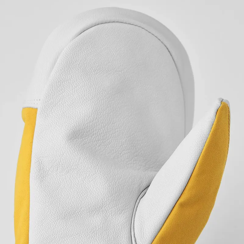 Hestra Army Leather Heli Ski and Snowboard Mitten in Mustard Yellow-4