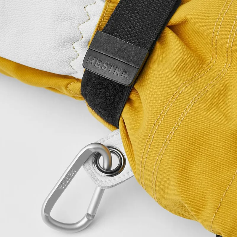 Hestra Army Leather Heli Ski and Snowboard Mitten in Mustard Yellow-2