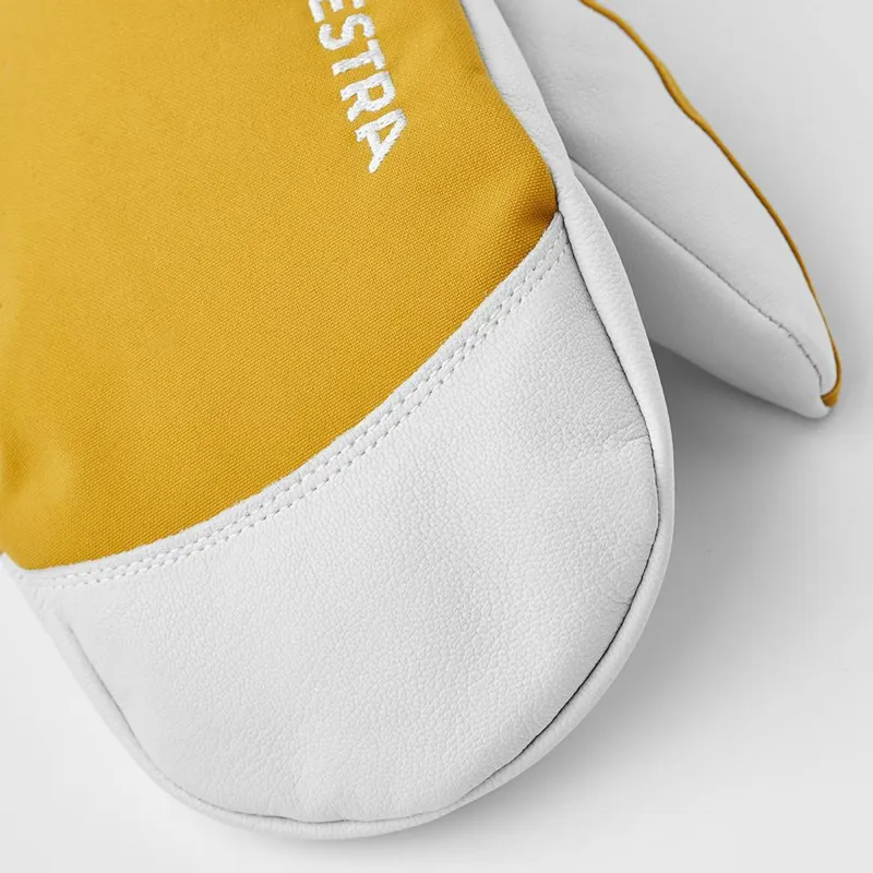 Hestra Army Leather Heli Ski and Snowboard Mitten in Mustard Yellow-3