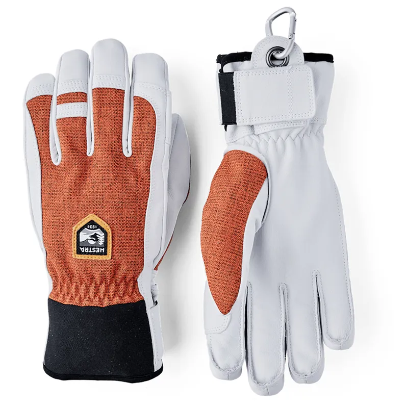 Hestra Army Leather Patrol Ski Gloves in Brick Red