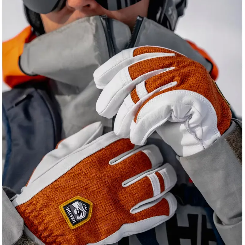 Hestra Army Leather Patrol Ski Gloves in Brick Red-5
