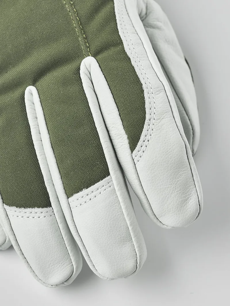 Hestra Heli Ski Female 5 Finger Ski and Snowboard Gloves In Olive/Off-White-1