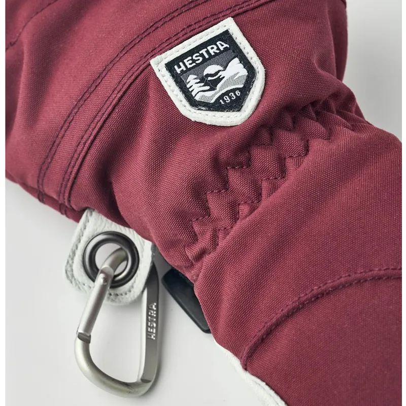 Hestra Heli Ski Female 5 Finger Ski and Snowboard Gloves In Burgundy-3