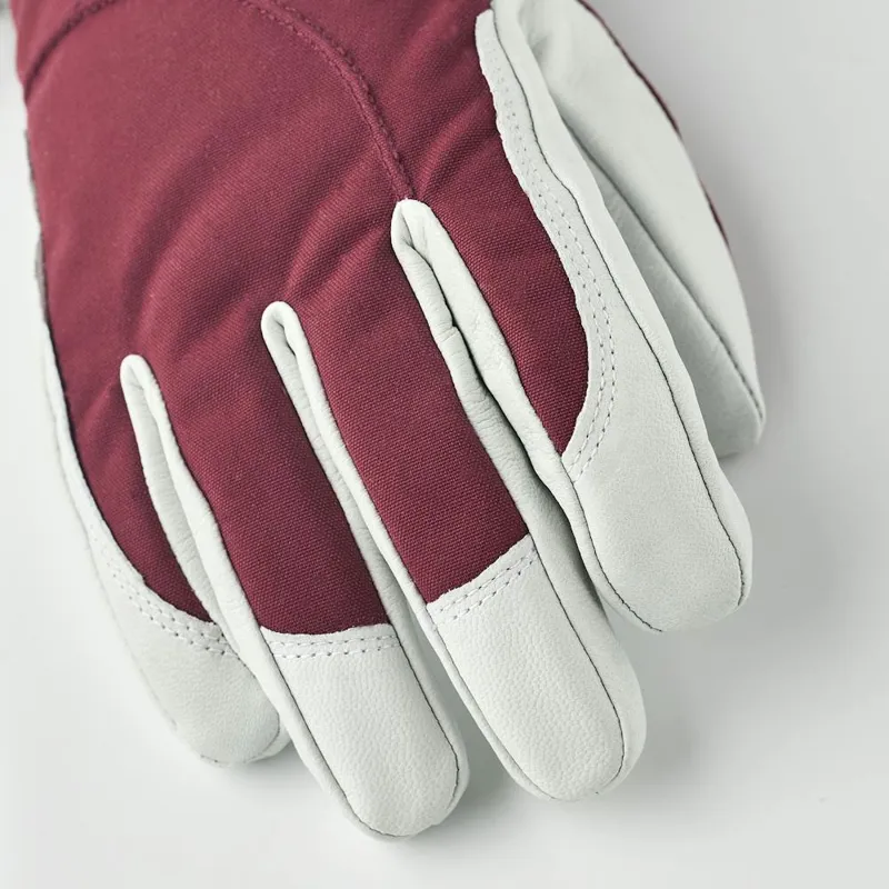 Hestra Heli Ski Female 5 Finger Ski and Snowboard Gloves In Burgundy-1