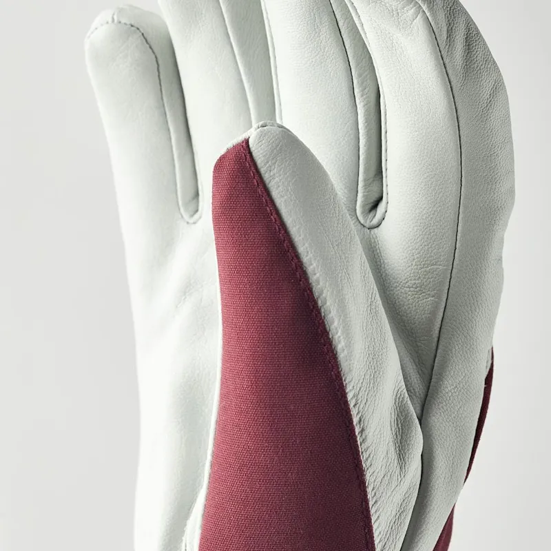 Hestra Heli Ski Female 5 Finger Ski and Snowboard Gloves In Burgundy-2
