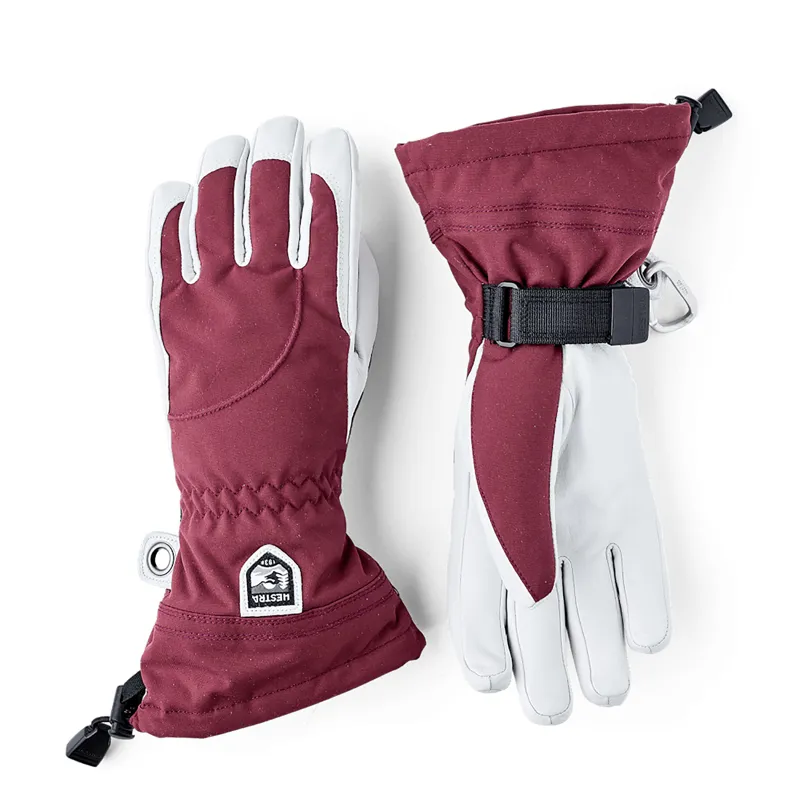 Hestra Heli Ski Female 5 Finger Ski and Snowboard Gloves In Burgundy