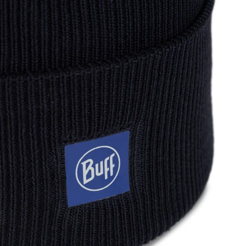 Buff Crossknit Beanie in Solid Night Blue-1