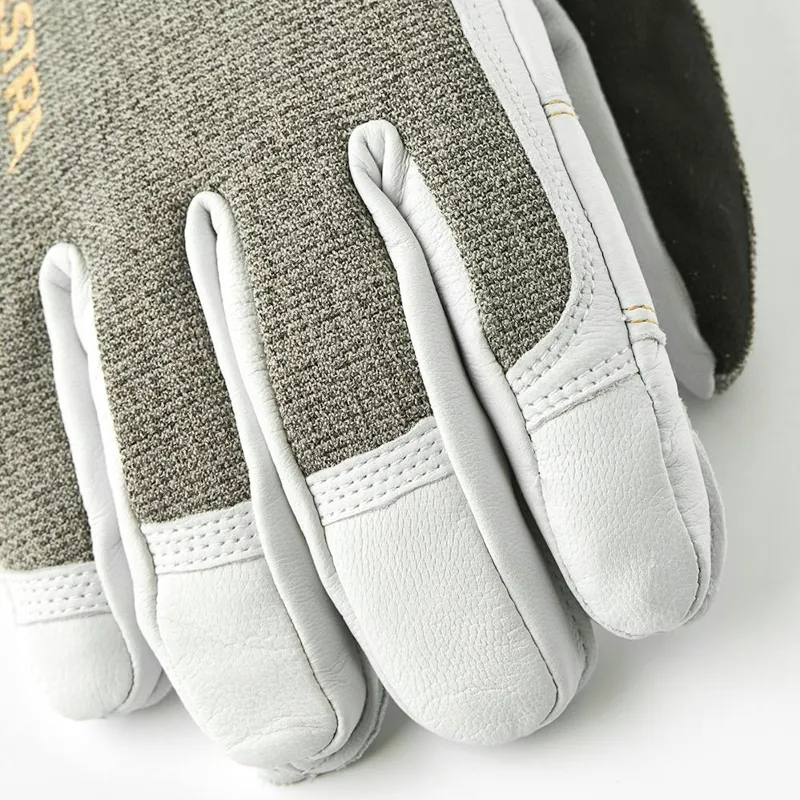 Heli Army Leather GTX Short Gore-Tex 5 Finger Ski Gloves Grey-1