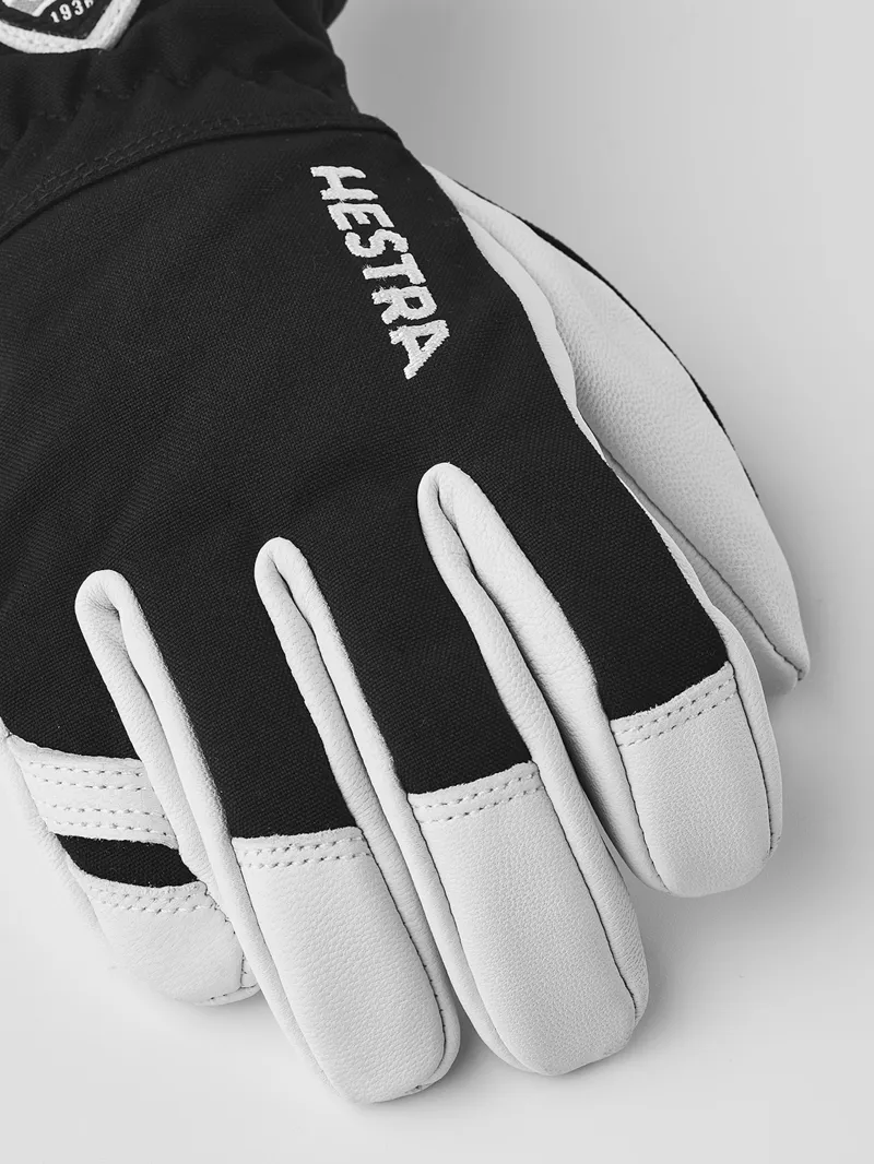 Hestra Army Leather Heli Ski Jr. 5-finger Childrens Ski Gloves in Black-5