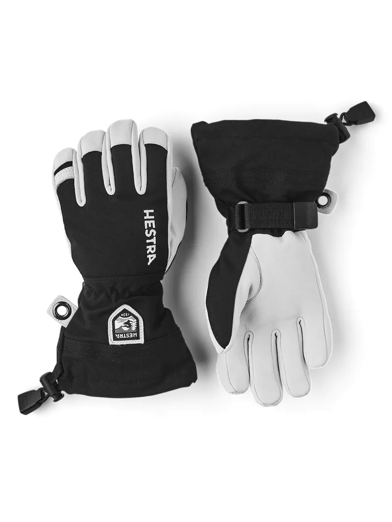 Hestra Army Leather Heli Ski Jr. 5-finger Childrens Ski Gloves in Black