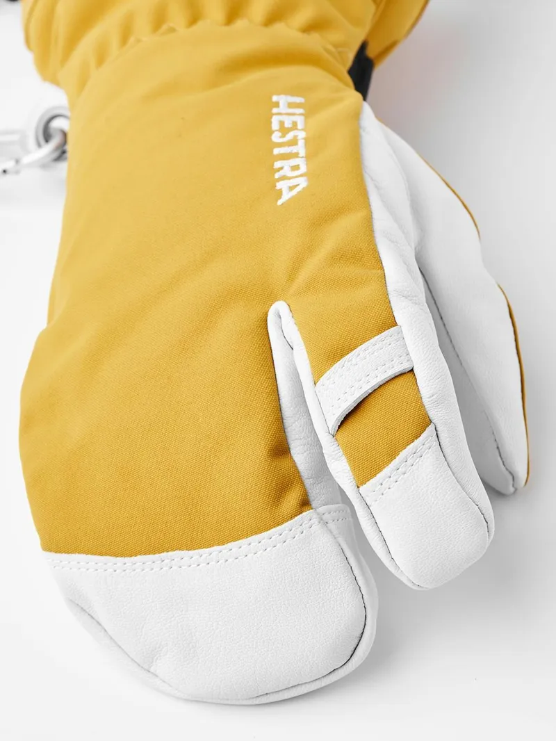 Hestra Army Leather Heli Ski Glove 3 Finger In Mustard Yellow-1
