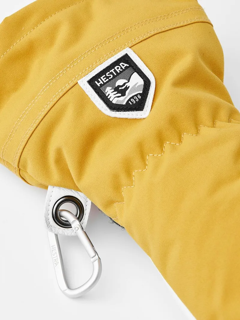 Hestra Army Leather Heli Ski Glove 3 Finger In Mustard Yellow-3