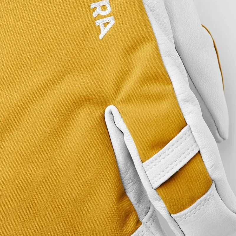 Hestra Army Leather Heli Ski Glove 3 Finger In Mustard Yellow-2