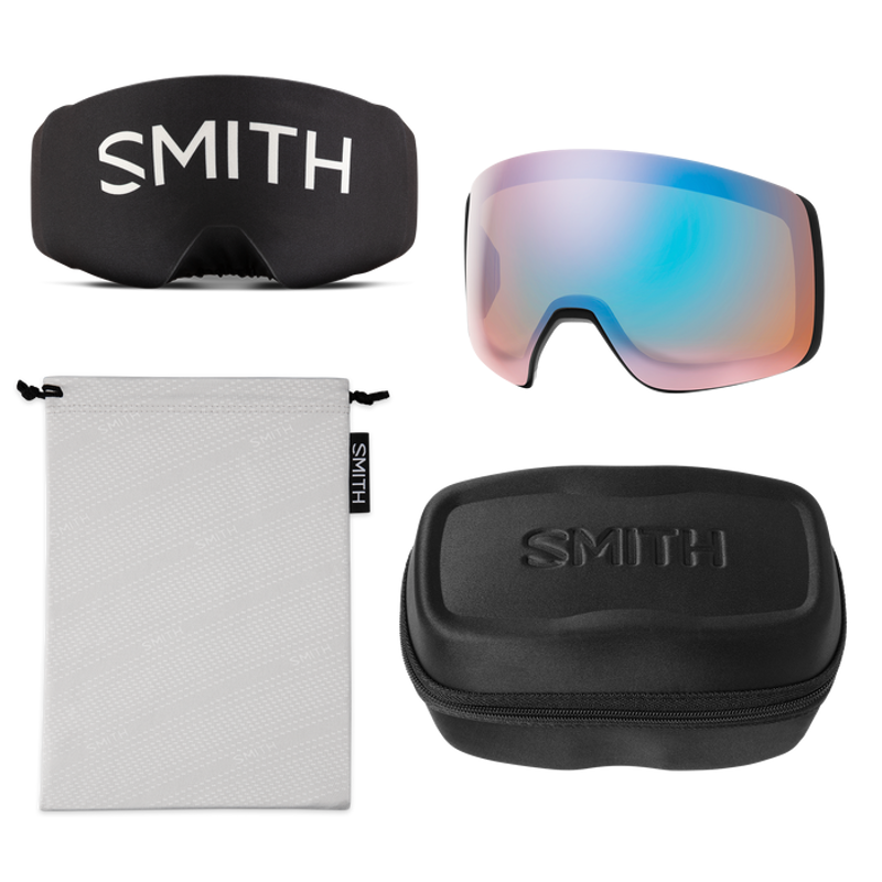 Smith 4D MAG Goggles in Black + Chromapop Blue Mirror + Spare Lens-4