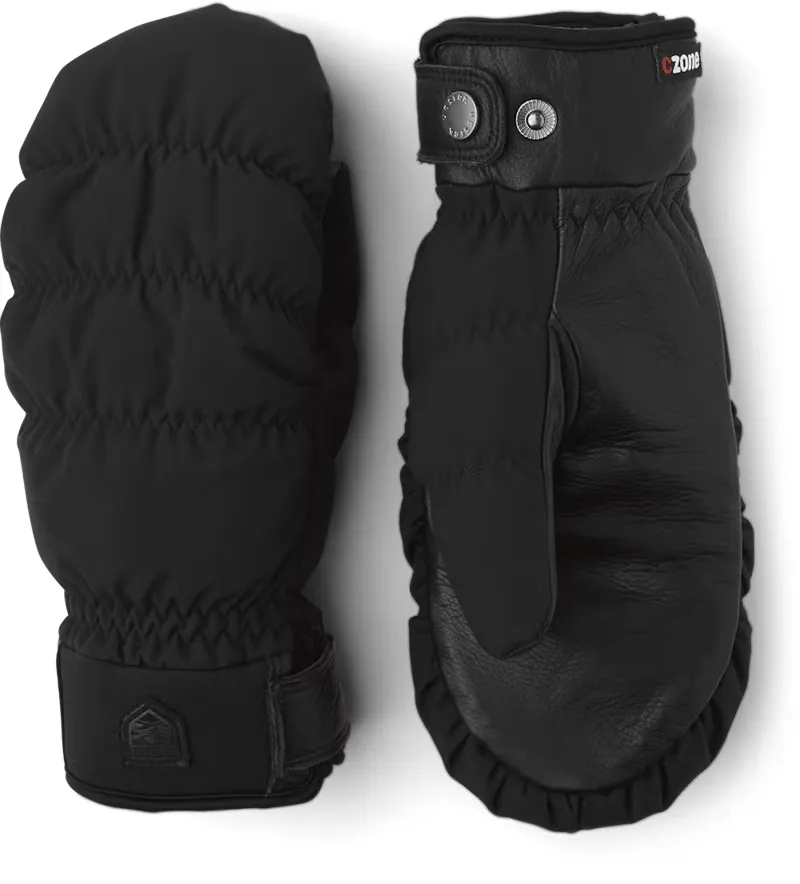 Hestra Luomi Czone Female Womens Mittens with Lambskin Palms in Black