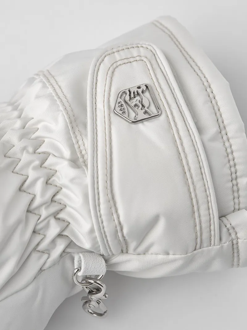 Hestra Gloves Primaloft Leather Womens Ski and Snowboard Mitts White-2