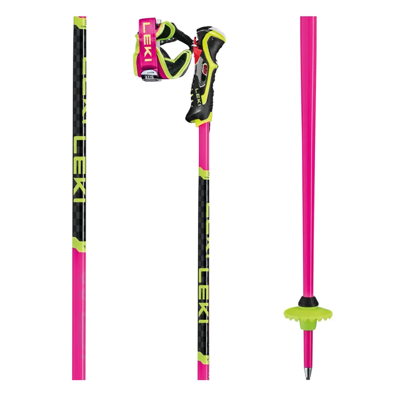 Leki WCR TBS SL 3D Ski Poles in Neon Pink - Pair