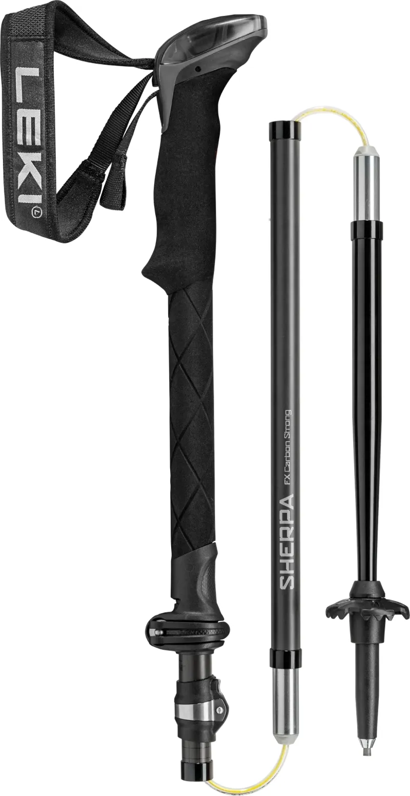 Leki Sherpa FX Carbon Strong Folding Poles in Orange/Denim/Blue-2