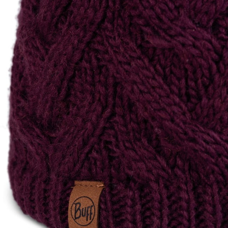 Buff Caryn Knitted Lined Fleece Hat in Dahlia-1